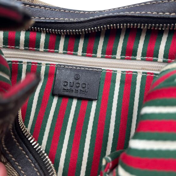 Gucci GG Monogram Britt Canvas Leather Hand Shoulder Hobo Bag Beige - Picture 9 of 11